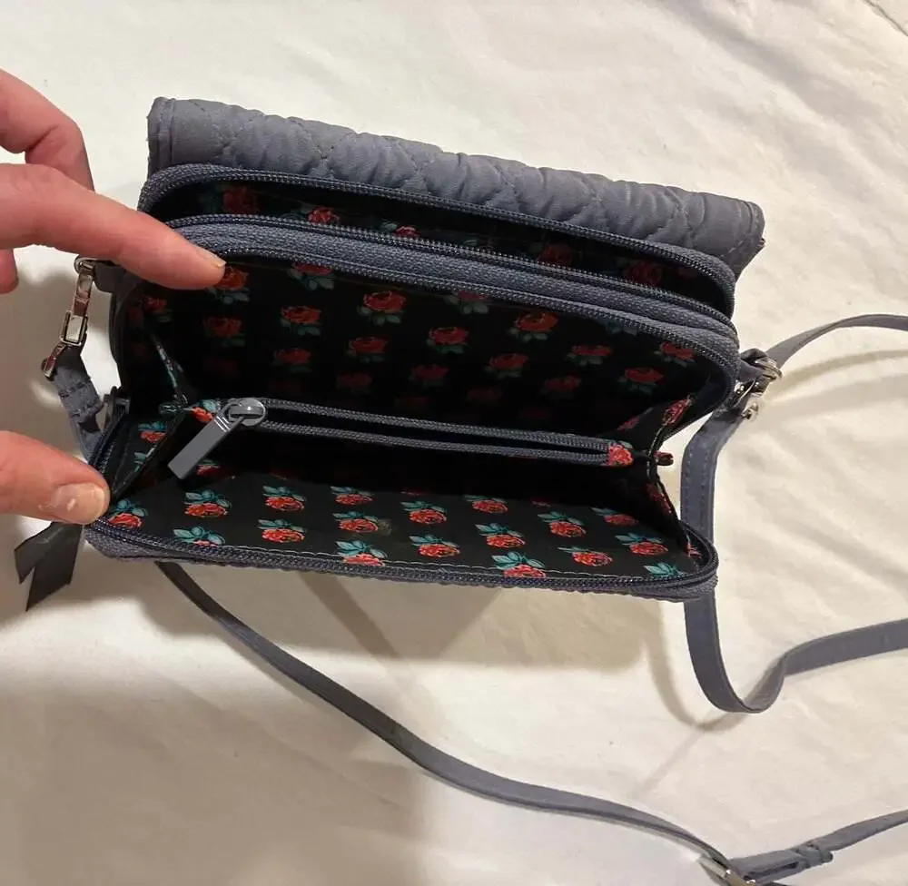 Vera Bradley RFID Wallet Crossbody Carbon Grey NWT